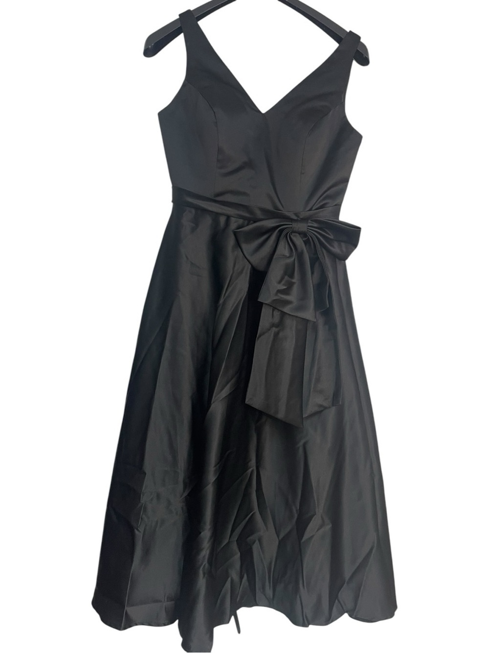 Miss Veil Satin Midi Formal Cocktail Dress Black